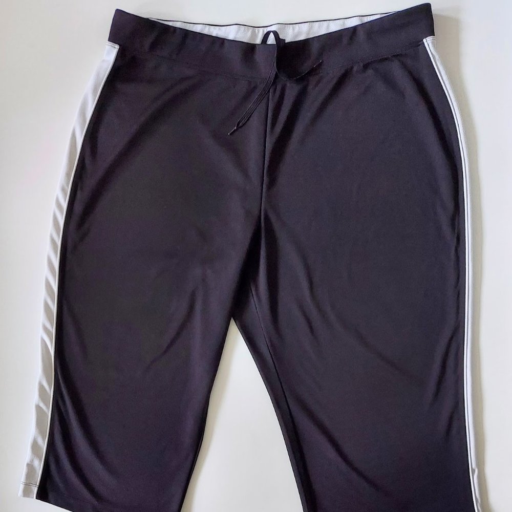 SJB Active Drawstring Elastic Waist Athletic Pants Black White Stripe Size 2X